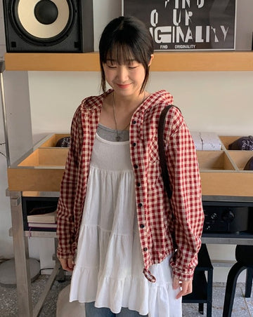 Hakaru Check Hood Strap Shirt